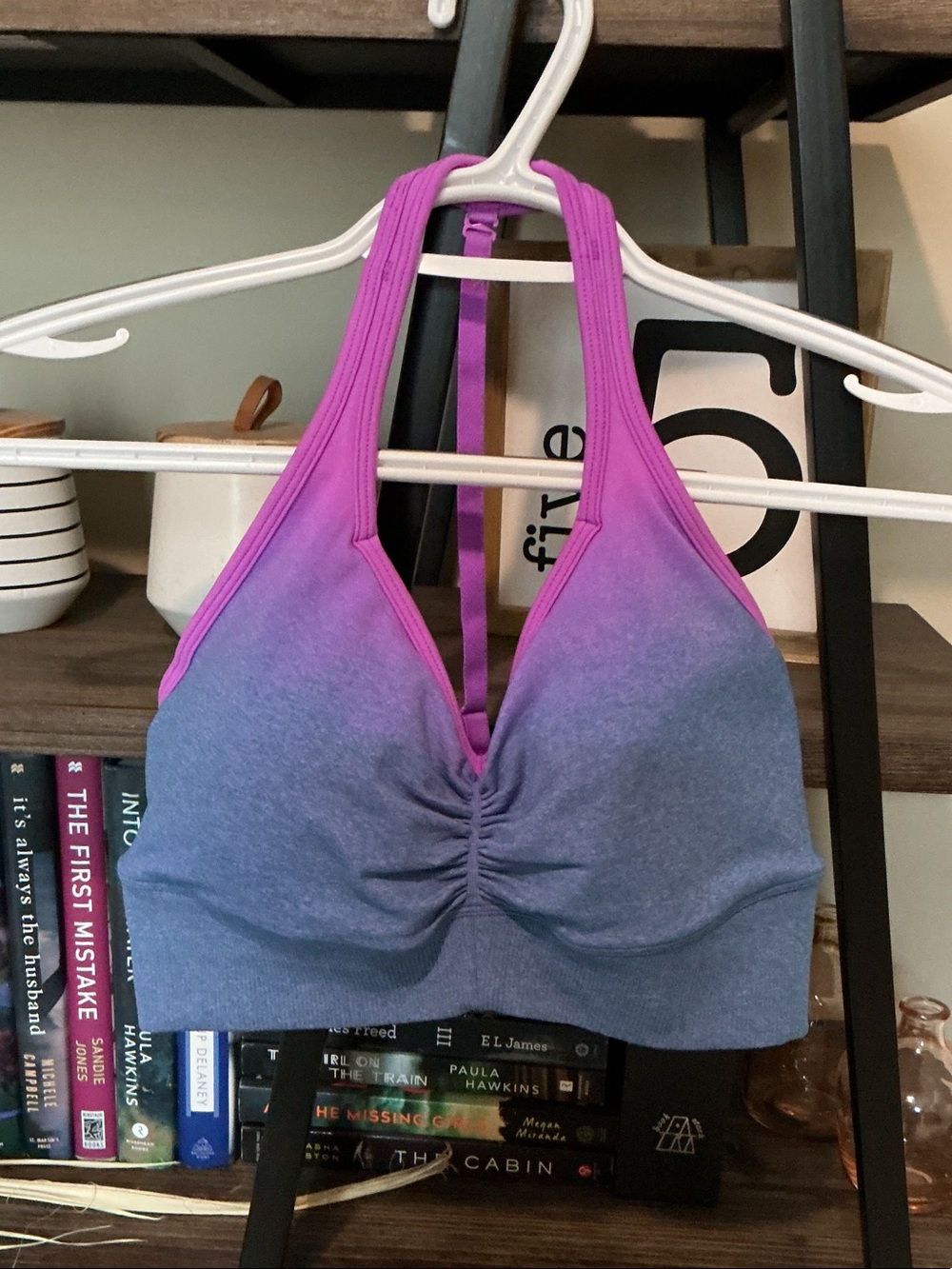Buff bunny Seamless Ombre Purple-Blue Racerback Bralette Size L